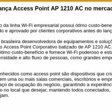 Intelbras lança Access Point AP 1210 AC no mercado brasileiro- Call to Call