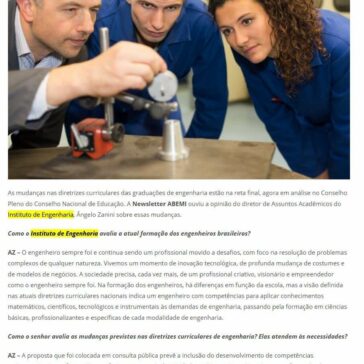 Diretor do Instituto de Engenharia analisa as mudanças na formação dos engenheiros- ABEMI