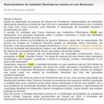 Representantes de entidades filantrópicas reúnem-se com Bolsonaro- Blog do Elvis Bezerra