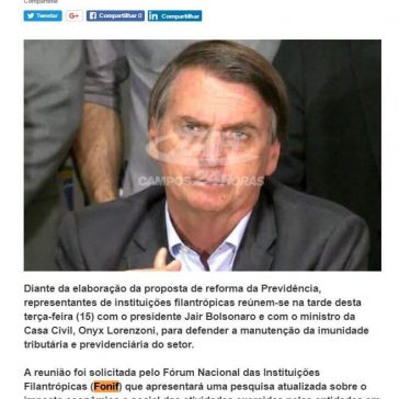 Bolsonaro se reúne com representantes de entidades filantrópicas- Campos 24 Horas