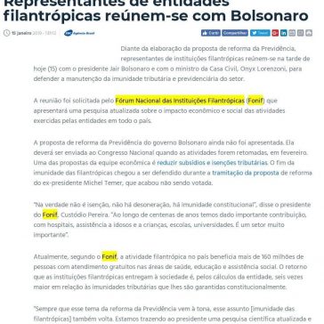 Representantes de entidades filantrópicas reúnem-se com Bolsonaro- A Crítica (On-line)