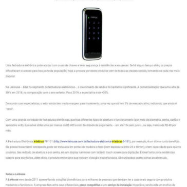 DECORAÇÃO: Segurança e preço acessível, venda de fechaduras eletrônicas cresce 30%- Oresumodamoda