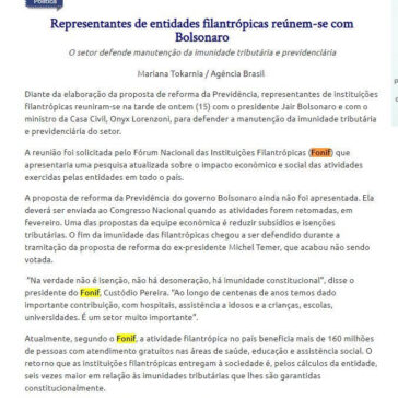 Representantes de entidades filantrópicas reúnem-se com Bolsonaro- Diário de Petrópolis