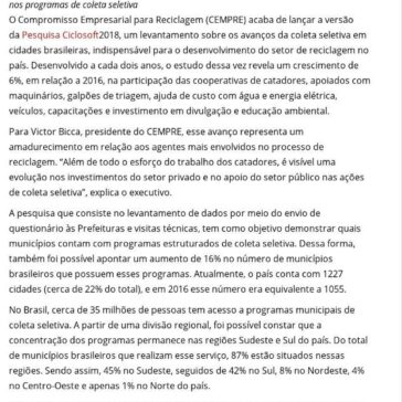 Levantamento aponta crescimento na participação dos catadores e municípios no setor de reciclagem do país – Blog do Robson Sampaio