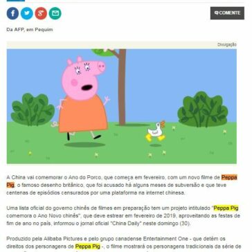 China celebra o Ano do Porco com filme de Peppa Pig – BOL Notícias