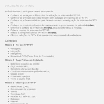 Treinamento Técnico Seguranaça Eletrônica Intelbras -Sympla