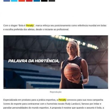 Com a rainha do basquete Hortência e o humorista Rudy Landucci, Penalty lança nova campanha- Cidade Marketing