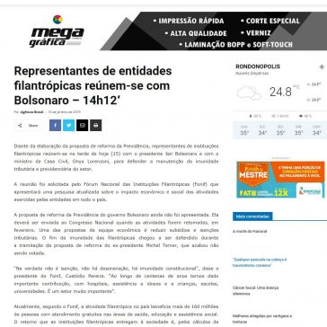 Representantes de entidades filantrópicas reúnem-se com Bolsonaro – A Tribuna Mato Grosso