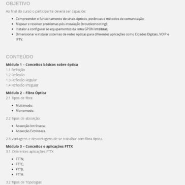 Certificação em Redes GPON Intelbras- Sympla