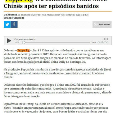 ‘Peppa Pig’ irá comemorar Ano Novo Chinês após ter episódios banidos – Meon