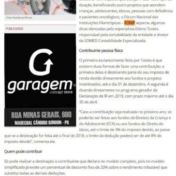 Saiba como destinar o imposto de renda para causas sociais – Portal Rondon