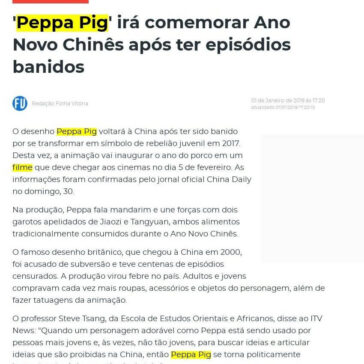 ‘Peppa Pig’ irá comemorar Ano Novo Chinês após ter episódios banidos – Folha Vitória