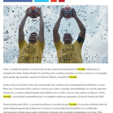 Cafu estrela nova campanha da Penalty “Bola é Penalty”- Grandes Nomes da Propaganda