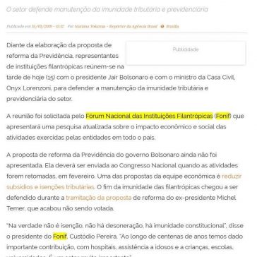 Representantes de entidades filantrópicas reúnem-se com Bolsonaro -Agência Brasil