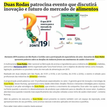 Duas Rodas patrocina evento que discutirá inovação e futuro do mercado de alimentos – Guia GPHR
