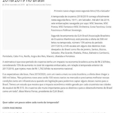 Saiba tudo sobre a temporada de cruzeiros 2018/2019 no Brasil- Jornal Dia Dia