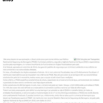 Lei de segurança de barragens patina há 8 anos -Jornal Integração