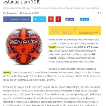 Penalty fornece bolas para 12 campeonatos estaduais em 2019 -Abc da Comunicação
