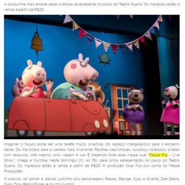 Peppa Pig – Live Show chega a Curitiba Rádio – 98FM