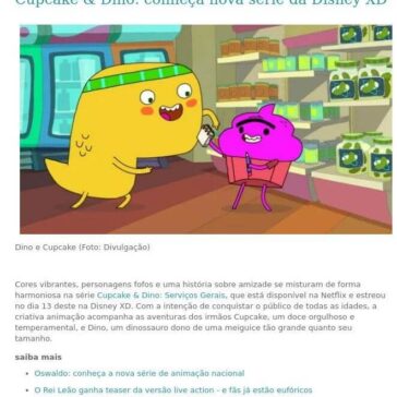 Cupcake & Dino: conheça nova série da Disney XD -A Vida da Criança