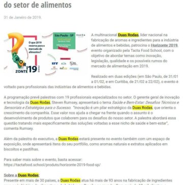 Inovação: Duas Rodas patrocina evento sobre o futuro do setor de alimentos – Start Life