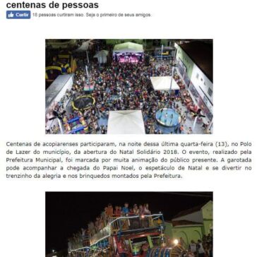 Acopiara realiza abertura do Natal Solidário e atrai centenas de pessoas – Blog do Elber Feitosa