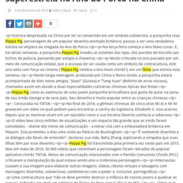Peppa Pig, de símbolo subversivo a superestrela no Ano do Porco na China – Jornal Floripa