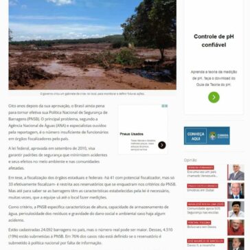 Brasil tem dificuldade em implementar Política Nacional de Segurança de Barragens -Diário do Poder