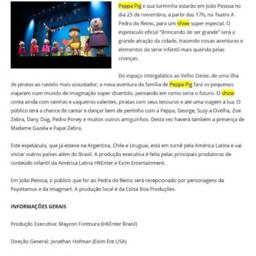 Peppa Pig realiza show inédito em João Pessoa – Portal Paraíba