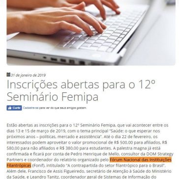 Inscrições abertas para o 12° Seminário Femipa -Seminário