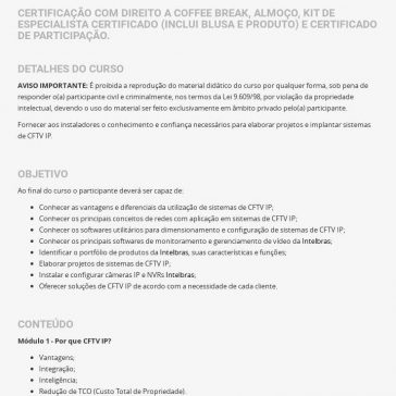 CERTIFICAÇÃO DE CFTV IP- Sympla