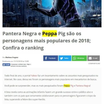 Pantera Negra e Peppa Pig são os personagens mais populares de 2018; Confira o ranking – Cine Pop