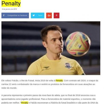 Falcão é o novo embaixador da marca Penalty -Grandes Nomes da Propaganda