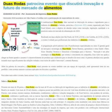 Duas Rodas patrocina evento que discutirá inovação e futuro do mercado de alimentos – Guia Lat