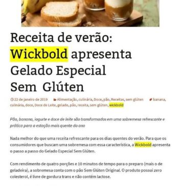 Receita de verão: Wickbold apresenta Gelado Especial Sem Glúten – Ederepente50