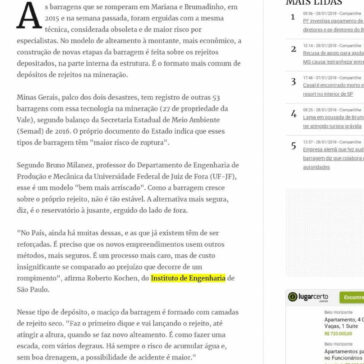 Barragens que ruíram em Brumadinho e Mariana tinham modelo ultrapassado- Estado de Minas (Online)