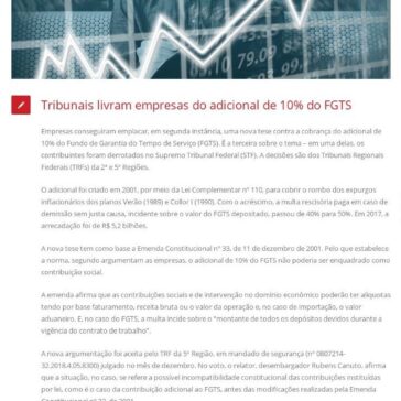 Tribunais livram empresas do adicional de 10% do FGTS- RAL Advogados