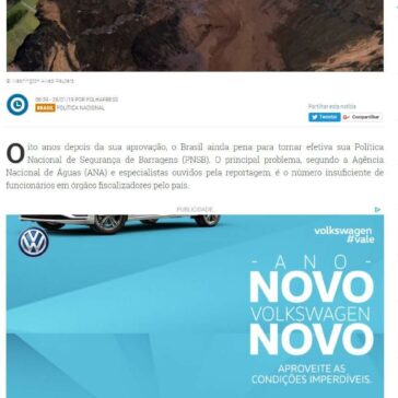 Lei de segurança de barragens patina há oito anos; entenda -Notícias ao Minuto