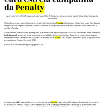 Cafu estrela campanha da Penalty -Inteligemcia