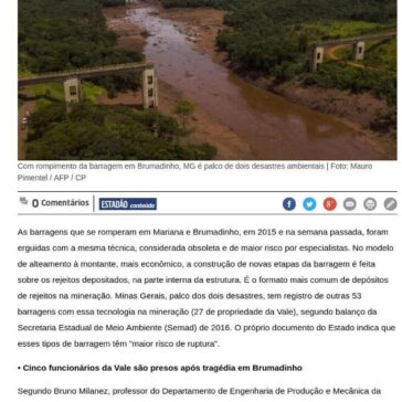 Barragens que ruíram em Brumadinho e Mariana tinham modelo ultrapassado- Correio do Povo (On-line)