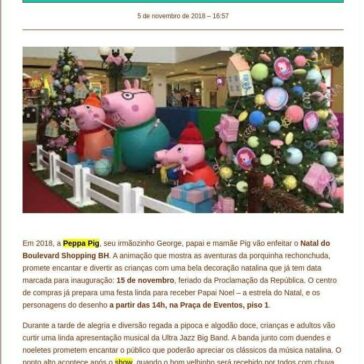 Peppa Pig no Natal do Boulevard Shopping – BH for Kids