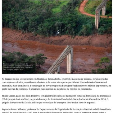 Barragens que ruíram em Brumadinho e Mariana tinham modelo ultrapassado- Cruzeiro do Sul (On-line)