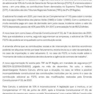 Tribunais livram empresas do adicional de 10% do FGTS. -Granadeiro Guimarães Advogados