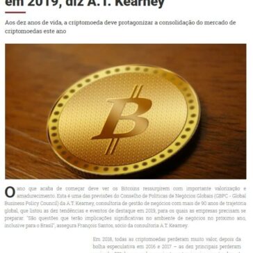 Bitcoin deve recuperar market share em 2019, diz A.T. Kearney – Noticias ao Minuto