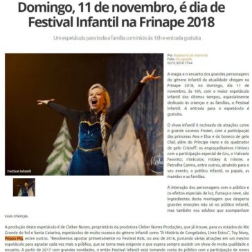 Domingo, 11 de novembro, é dia de Festival Infantil na Frinape 2018  – Jornal Bom Dia