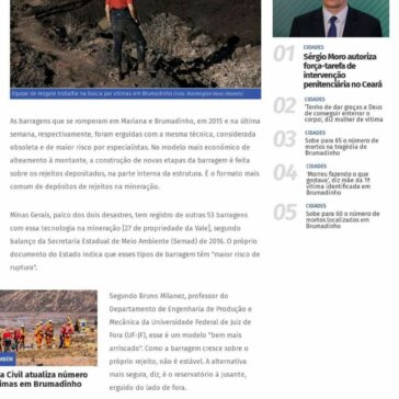 Barragens que ruíram em Brumadinho e Mariana tinham modelo ultrapassado- Band