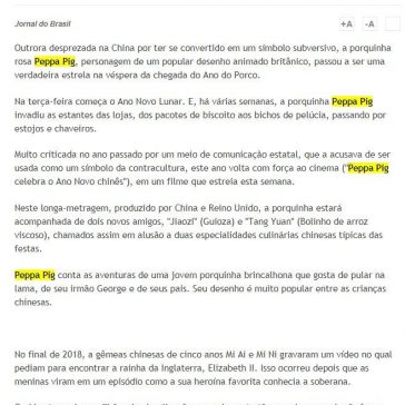 Peppa Pig, de símbolo subversivo a superestrela no Ano do Porco na China – Jornal do Brasil