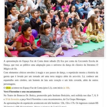 Adaptado para a dança, clássico O Mágico de Oz é apresentado no Shopping Estação Espetáculo gratu…