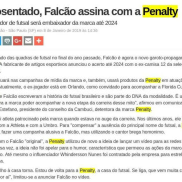 Aposentado, Falcão assina com a Penalty -Máquina do Esporte