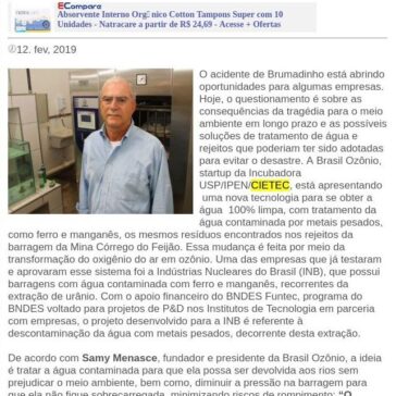 STARTUP APRESENTA TECNOLOGIA A BASE DE OZÔNIO PARA DESCONTAMINAR A ÁGUA DE METAIS PESADOS – Rede Press
